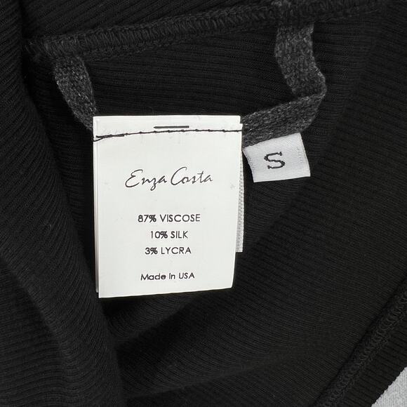 ENZA COSTA Silk Rib Tank Top Womens Small Black White Set of 2 Layering Stretch - Picture 8 of 16